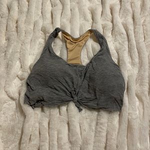 Grey Tie Up Sports Bra CUP INSERTS INCLUDED